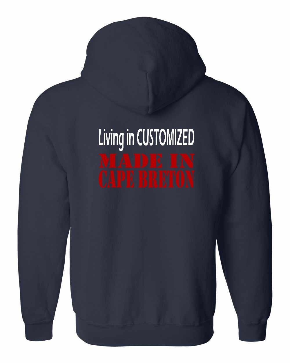 Living in Custom Made in CB Left Chest and Back Zip Hoodie - Unisex