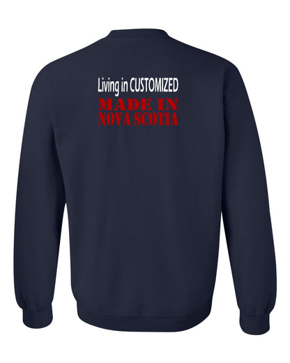 Living in Custom Made in Nova Scotia Left Chest and Back crew-neck