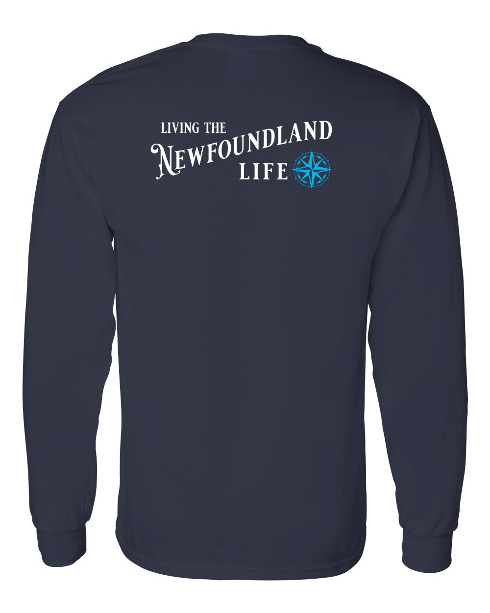 Living the NFLD Life blue Left Chest and Back Long Sleeve - Unisex