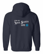 Living the NS Life Blue Compass Left Chest and Back Zip Hoodie - Unisex