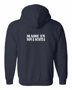 Made In NS (White Lettering) Left Chest and Back Zip Hoodie - Unisex