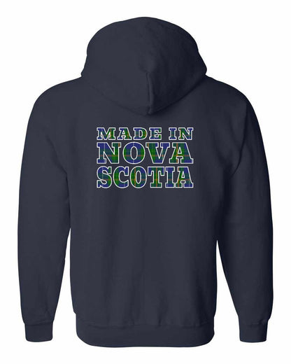 Made In Nova Scotia ( Tartan Lettering) Left Chest and Back zip-hoodie