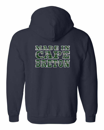 Made In Cape Breton Tartan Left Chest and Back Zip Hoodie