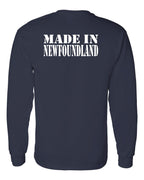 Made In NFLD ( White Lettering) Left Chest and Back Long Sleeve - Unisex
