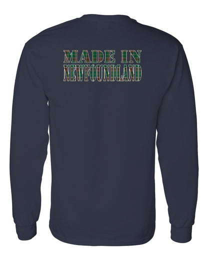 Made In Newfoundland ( Tartan Lettering) Left Chest and Back Long Sleeve