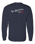 NB Girl Red Heart Left Chest and Back Long Sleeve Tee - Unisex