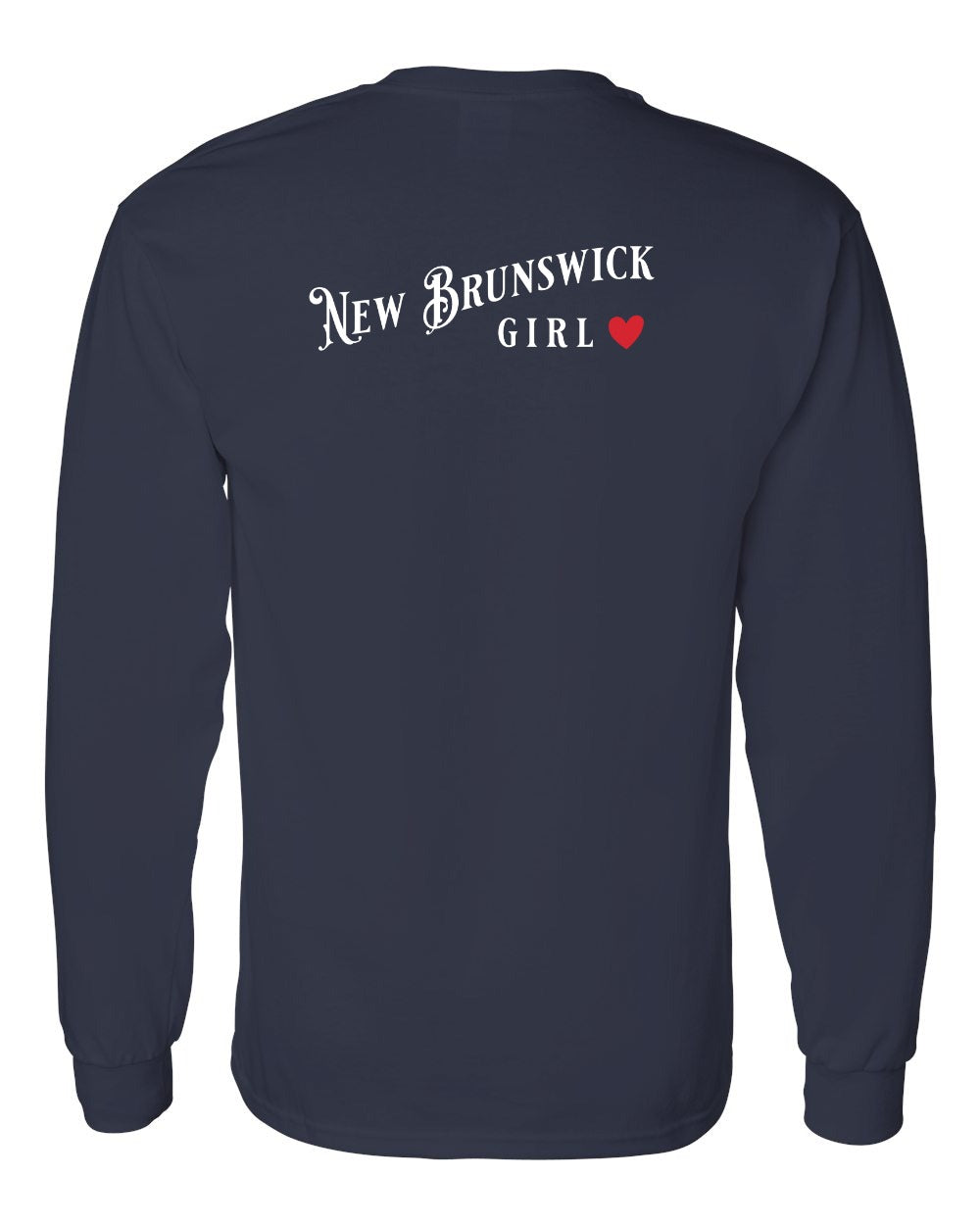 New Brunswick Girl Red Heart Left Chest and Back Long Sleeve Tee
