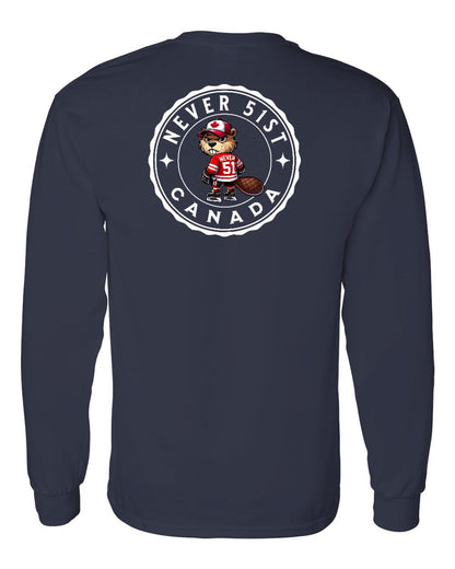 Never 51st Beaver Left Chest and Back Long Sleeve