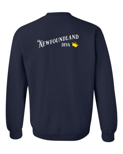 Newfoundland Diva Left Chest and Back Crewneck Sweatshirt