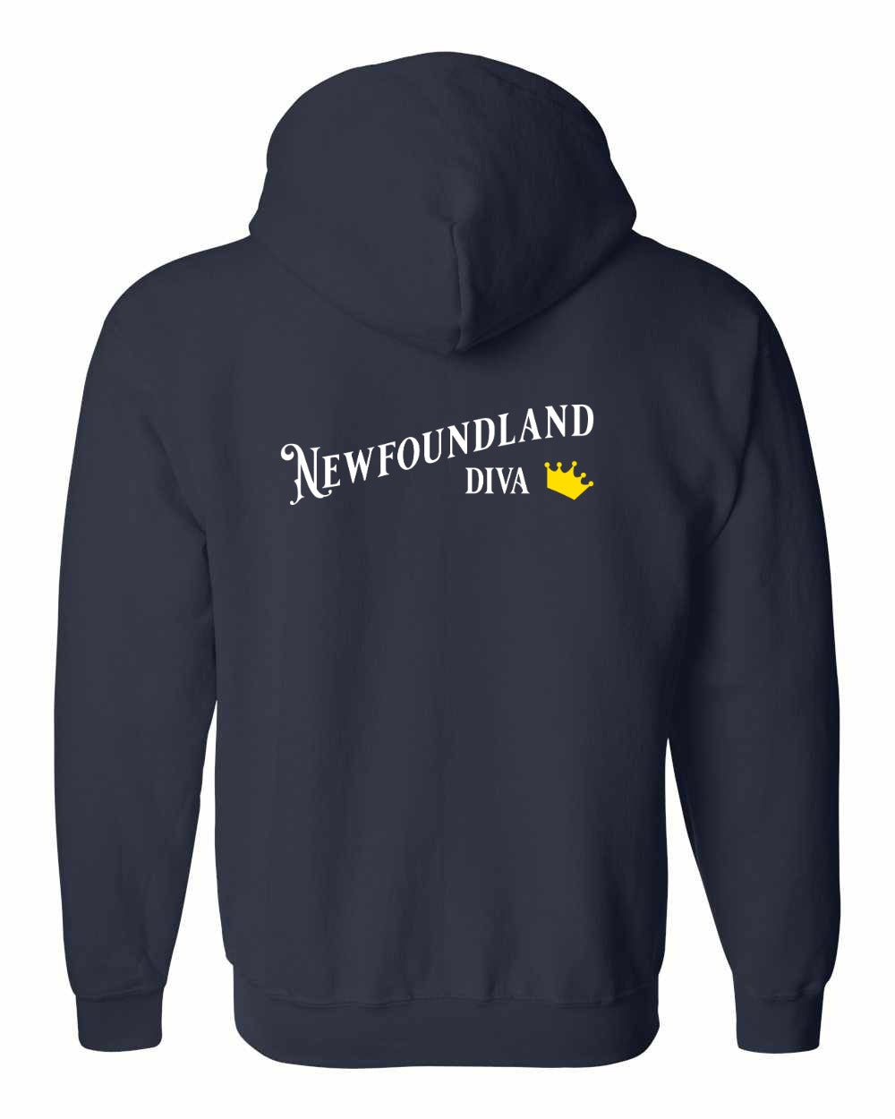 Newfoundland Diva Left Chest and Back Zip Hoodie