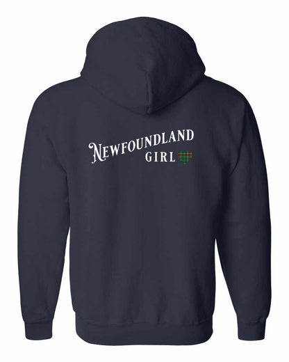 Newfoundland Girl Tartan Left Chest and Back Zip Hoodie