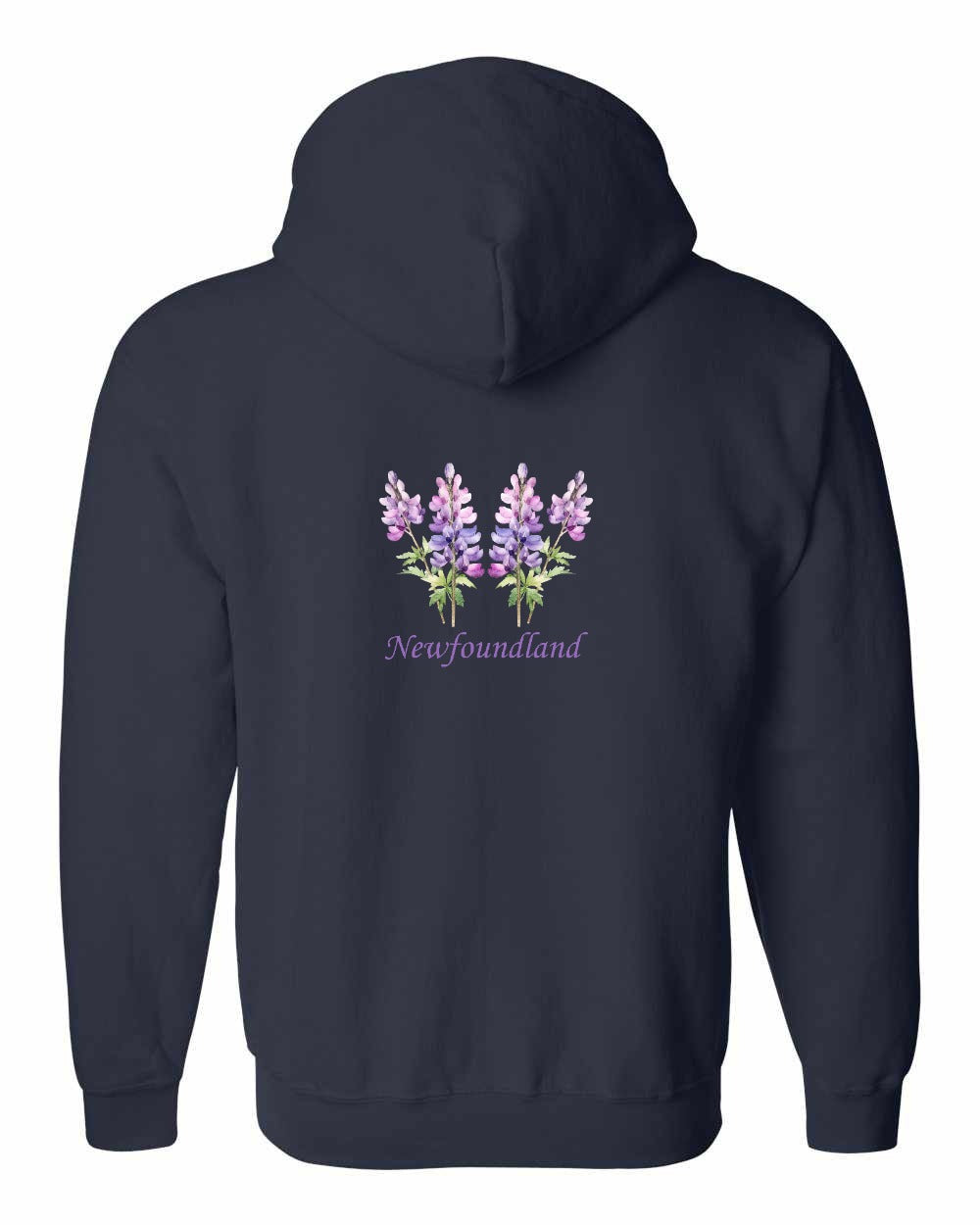 Newfoundland Lupins Left Chest and Back Zip Hoodie