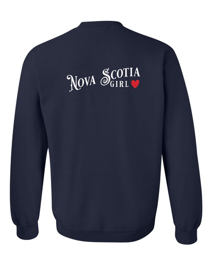 Nova Scotia Girl Red Heart Left Chest and Back crew-neck