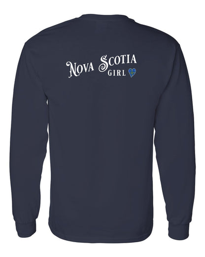 Nova Scotia Girl Tartan Heart Left Chest and Back Long Sleeve Tee
