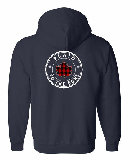 Plaid to the Bone Circle Leaf Left Chest and Back Zip Hoodie - Gildan Canada (sewn Internationally)