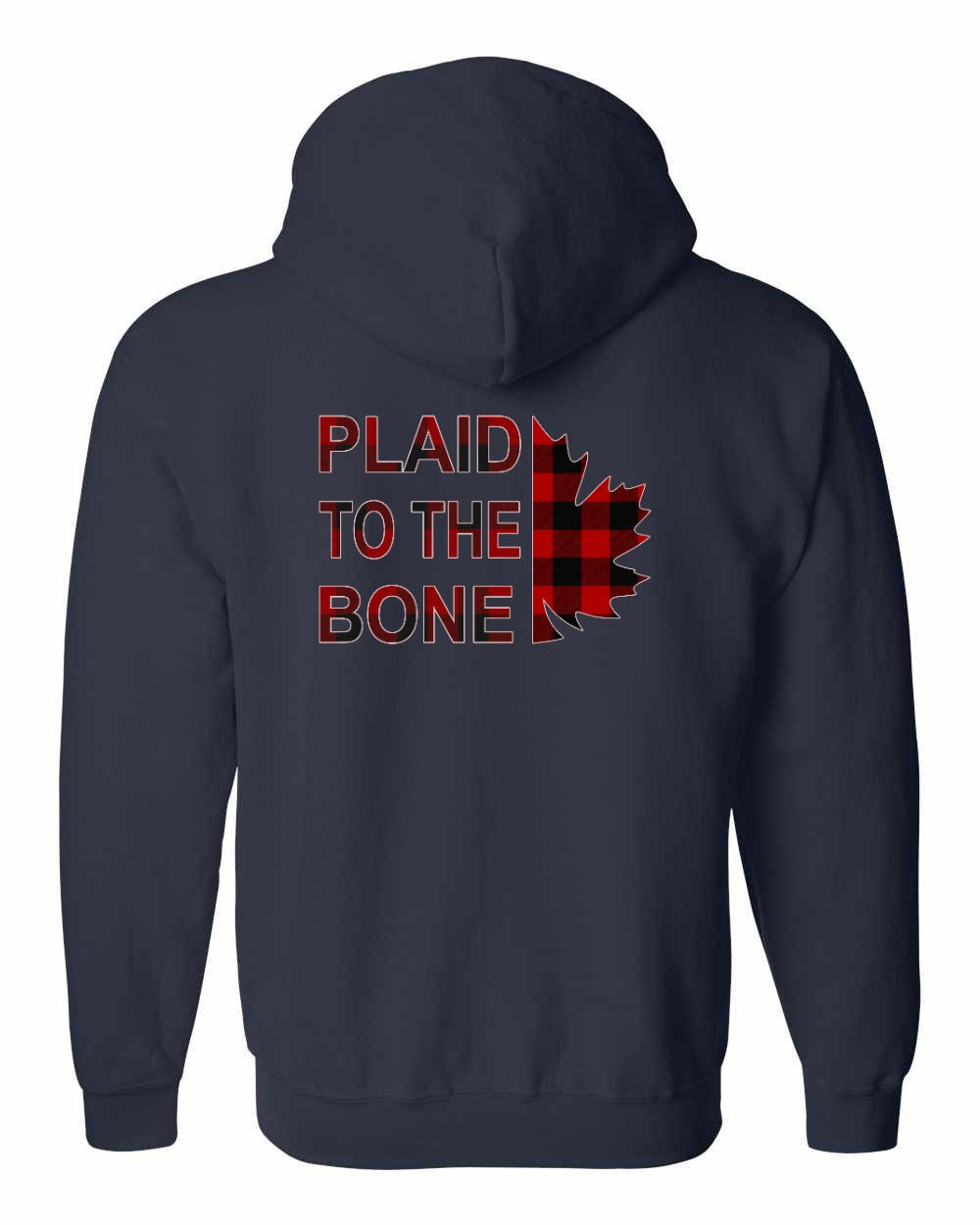 Plaid to the Bone Stacked Leaf Left Chest and Back Zip Hoodie - Gildan Canada (sewn Internationally) - Unisex
