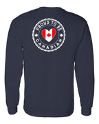 Proud to be Canadian Heart Flag Left Chest and Back Long Sleeve - Gildan Canada (sewn Internationally) - Unisex