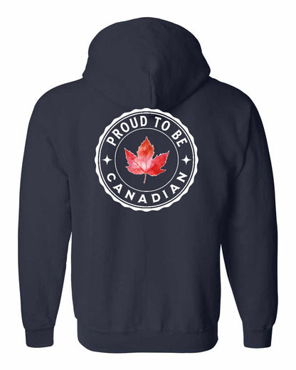 Proud to be Canadian Leaf Left Chest and Back Zip Hoodie - Gildan Canada (sewn Internationally)