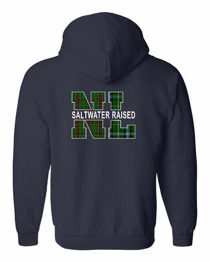 Newfoundland and Labrador Saltwater Raised Left Chest and Back Zip Hoodie