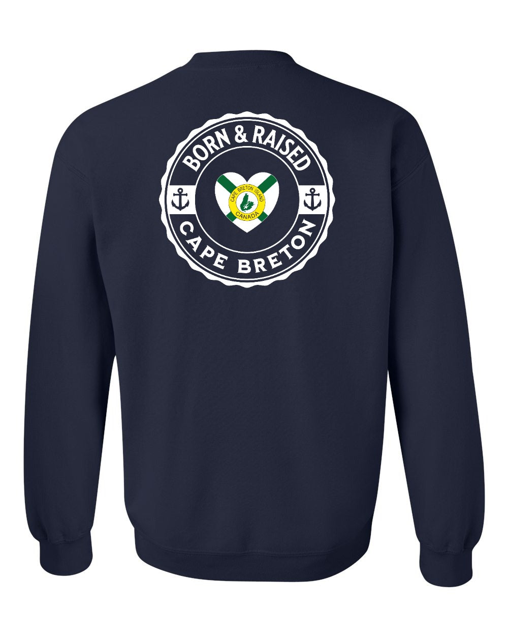 Born and Raised CB Heart Flag Left Chest & Back Crewneck Sweatshirt - Unisex