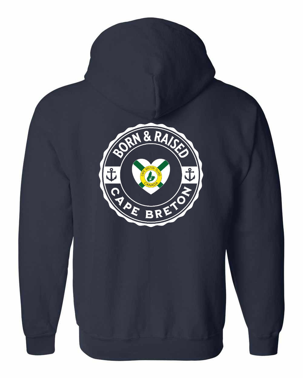 Born and Raised CB Heart Flag Left Chest & Back Zip Hoodie - Unisex