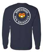 Born and Raised NB Heart Flag Left Chest & Back Long Sleeve Tee - Unisex