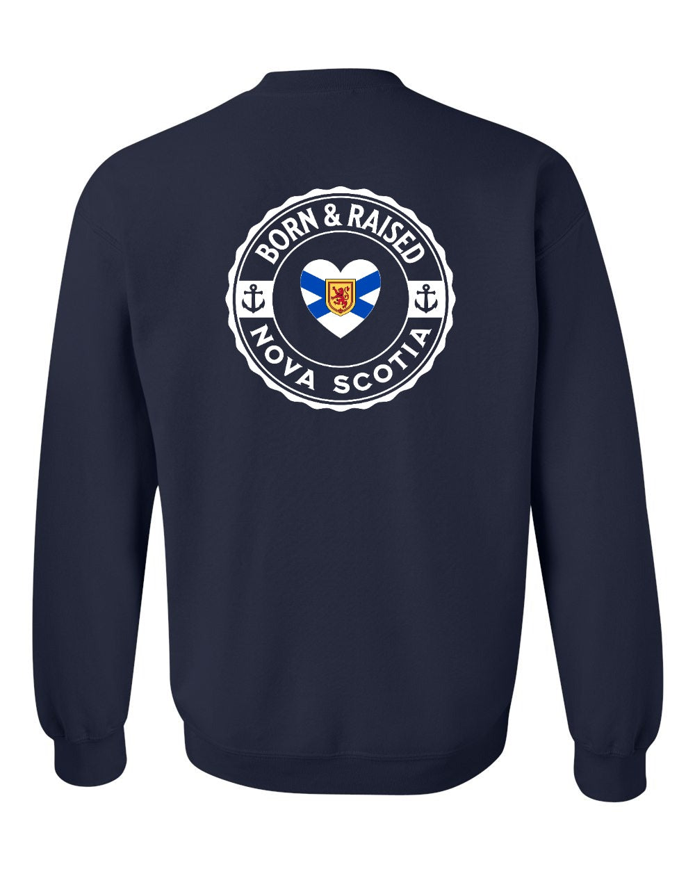 Born and Raised NS Heart Flag Left Chest & Back Crewneck Sweatshirt - Unisex