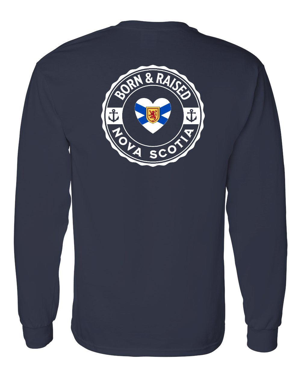Born and Raised NS Heart Flag Left Chest & Back Long Sleeve Tee - Unisex