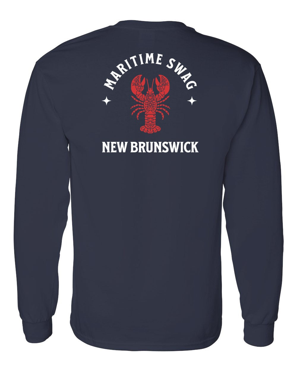 Maritime Swag NB Mandala Red Lobster White Lettering Left Chest and Back Long Sleeve Tee - Unisex
