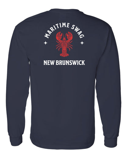 Maritime Swag New Brunswick Mandala Red Lobster Left Chest and Back Long Sleeve Tee