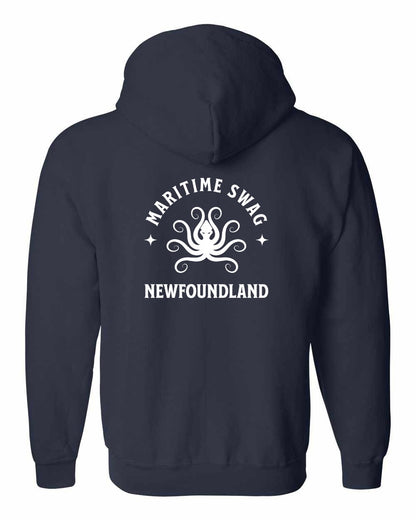Maritime Swag Newfoundland Octopus Left Chest and Back Zip Hoodie