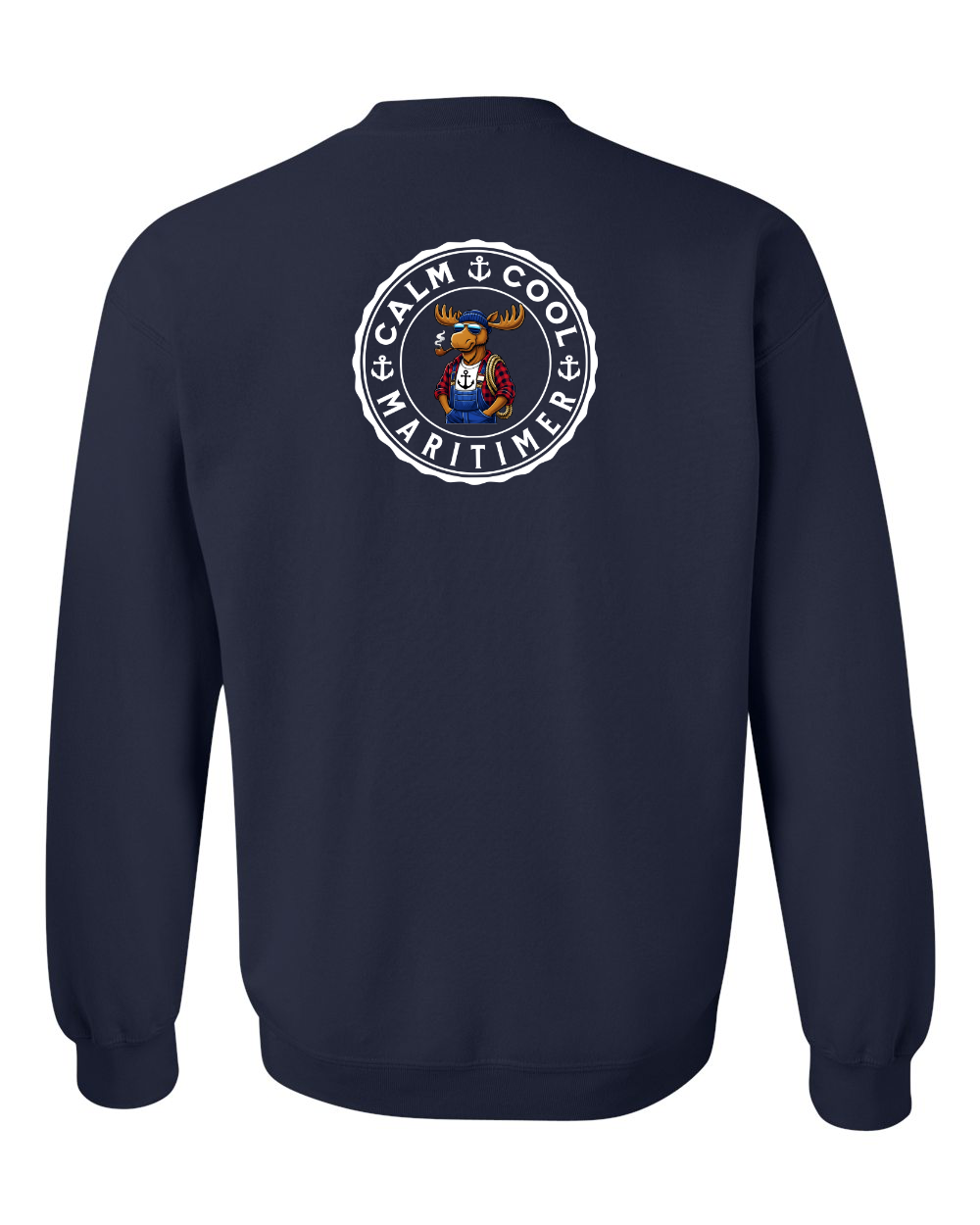 Calm Cool Maritimer Moose Left Chest and Back Crewneck Sweatshirt - Unisex
