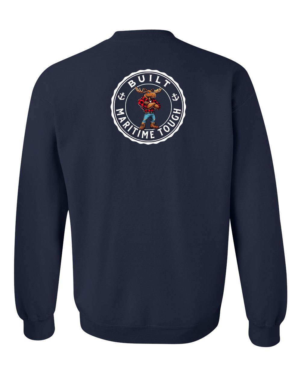 Built Maritime Tough Moose Left Chest and Back Crewneck Sweatshirt - Unisex