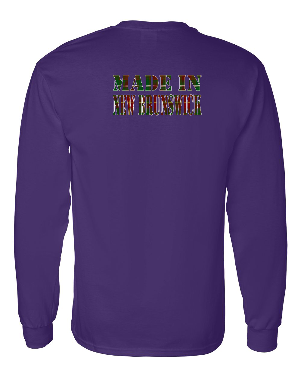 Made In NB ( Tartan Lettering) Left Chest and Back Long Sleeve Tee - Unisex
