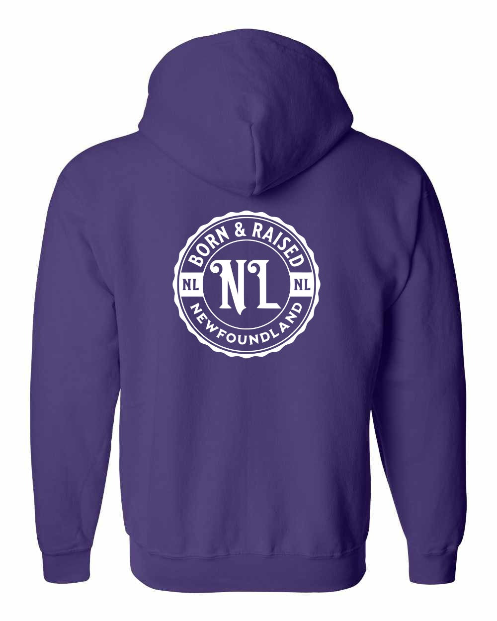 Born & Raised NFLD Left Chest And Back Zip Hoodie - Unisex