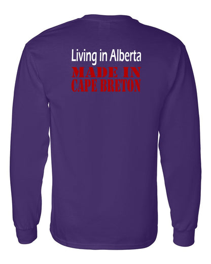 Living Alberta Made in Cape Breton Left Chest and Back Long Sleeve Tee