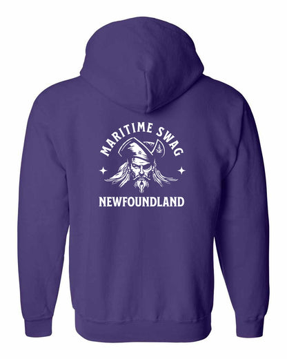 Maritime Swag Newfoundland Pirate Left Chest and Back Zip Hoodie