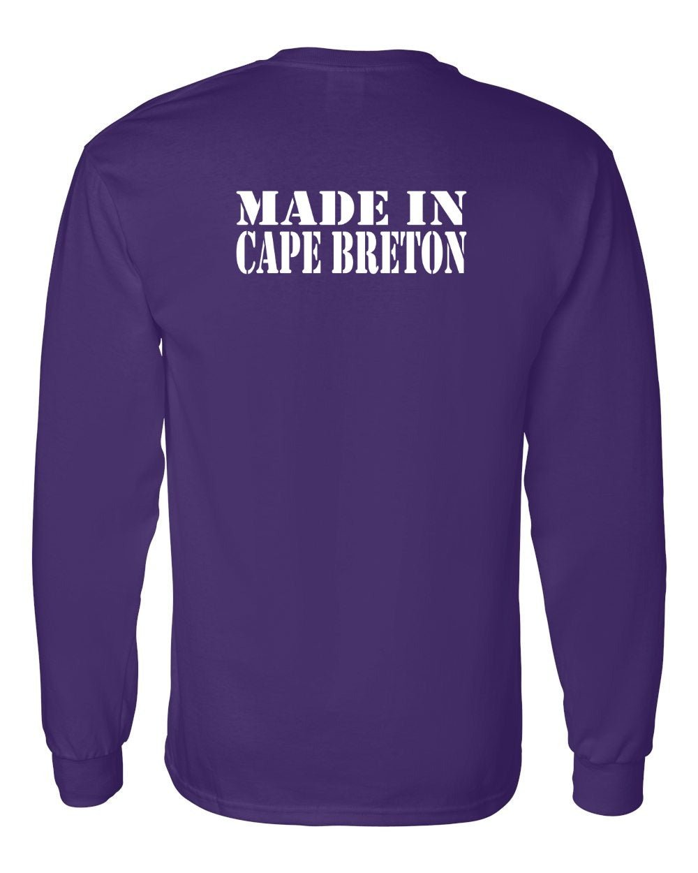 Made In Cape Breton White Left Chest and Back Long Sleeve Tee