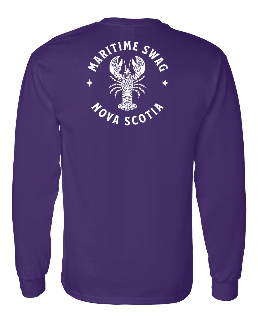 Maritime Swag Nova Scotia Mandala white Lobster Left Chest and Back Long Sleeve Tee