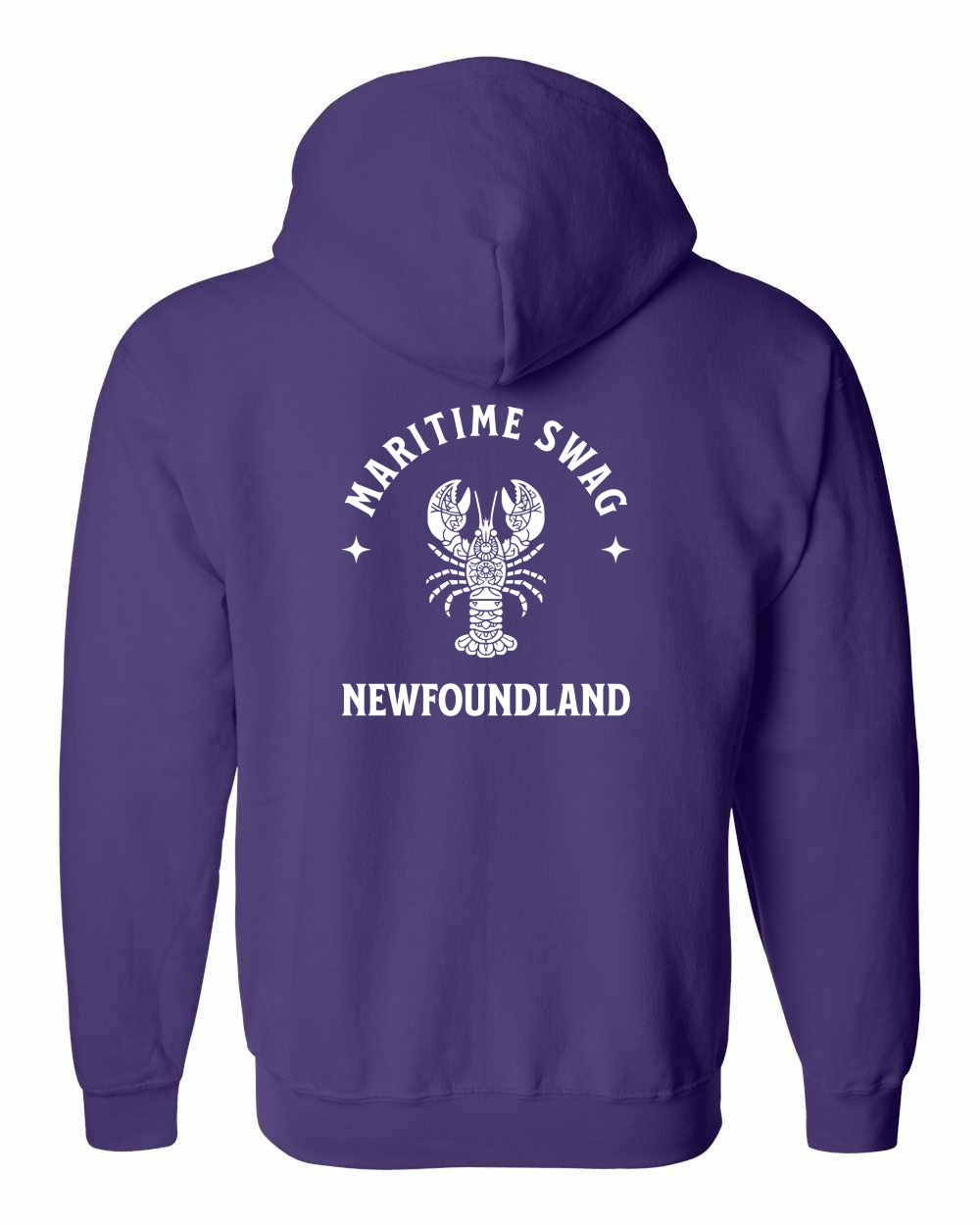 Maritime Swag NFLD Mandala white Lobster Left Chest and Back Zip Hoodie - Unisex