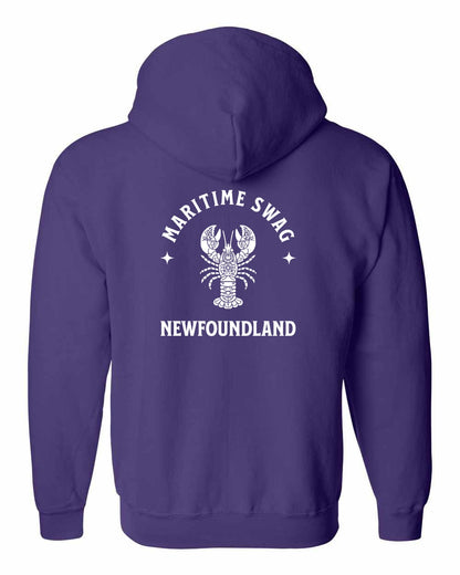 Maritime Swag Newfoundland Mandala white Lobster Left Chest and Back Zip Hoodie