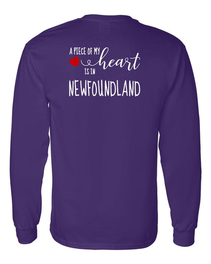 A piece of My heart in Newfoundland (Red Heart) Left Chest and Back Long Sleeve