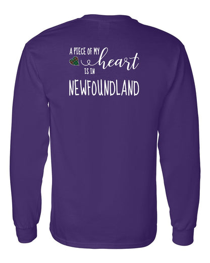 A piece of My heart in Newfoundland (Tartan Heart) Left Chest and Back Long Sleeve