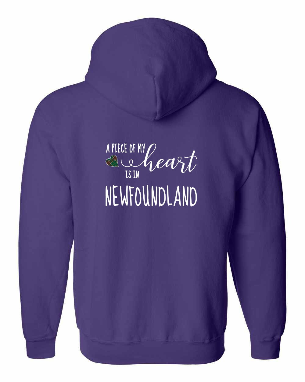A piece of My heart in NFLD Tartan Heart Left Chest and Back Zip Hoodie - Unisex