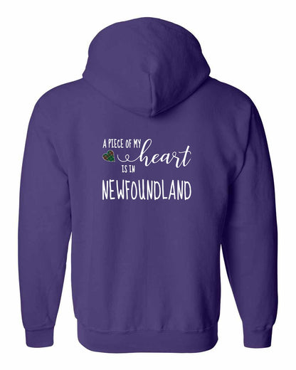 A piece of My heart in Newfoundland (Tartan Heart) Left Chest and Back Zip Hoodie
