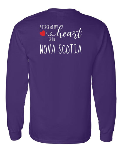 A piece of My heart in Nova Scotia (Red Heart) Left Chest and Back Long Sleeve Tee