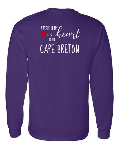 A piece of My heart in Cape Breton (Red Heart) Left Chest and Back Long Sleeve Tee