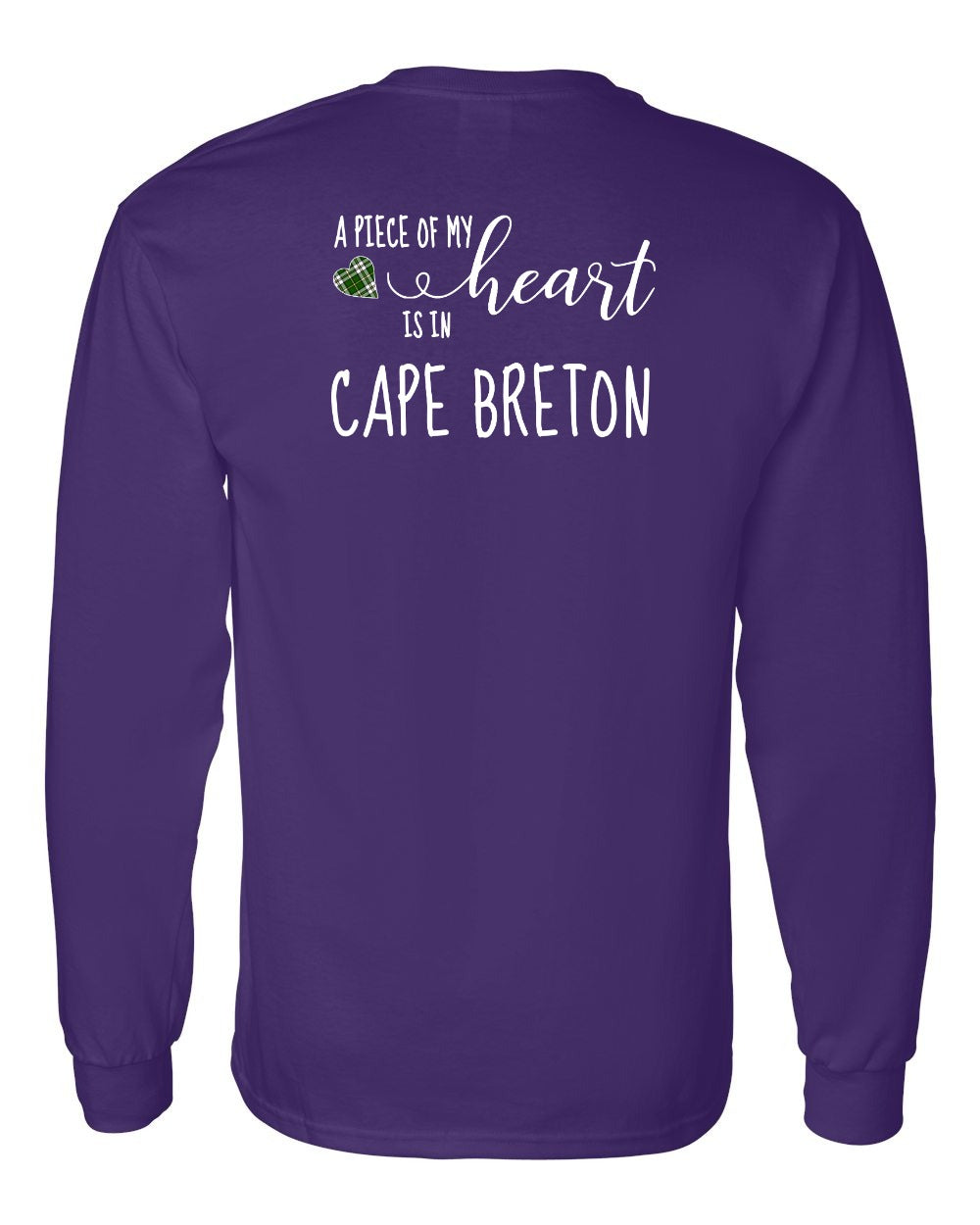 A piece of My heart in Cape Breton (Tartan Heart) Left Chest and Back Long Sleeve Tee