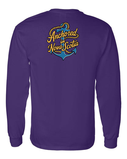 Anchored in Nova Scotia (New Design) Left Chest and Back Long Sleeve Tee