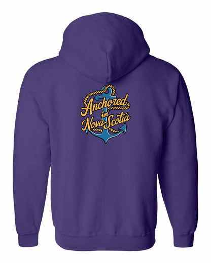 Anchored in Nova Scotia (New Design) Left Chest and Back zip-hoodie